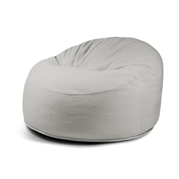 Puof a sacco grigio chiaro con rivestimento in bouclé Om 110 – SLOWDOWN