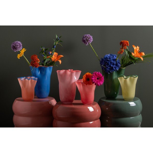 Vaso verde in vetro fatto a mano (altezza totale 31,5 cm) Ruffles – PT LIVING-image-1