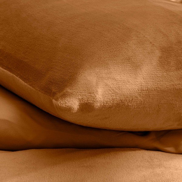 Set copripiumino e federa marrone chiaro in microflanella per letto matrimoniale/per letto esteso 3 pezzi 240x220 cm Flanou – douceur d'intérieur-image-2