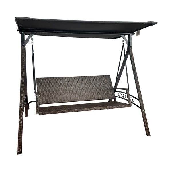 Dondolo da giardino grigio in rattan artificiale Rattan – Rojaplast-image-1