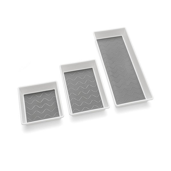Set di 3 scomparti antiscivolo grigi e bianchi - Addis