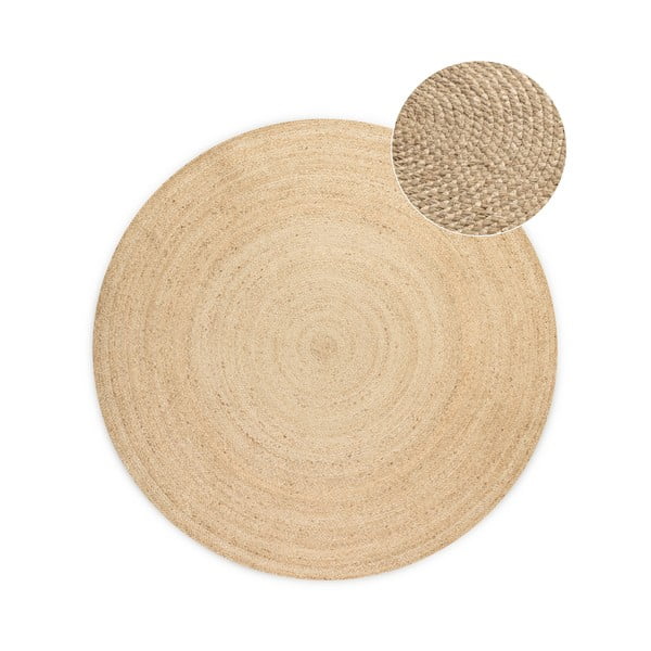Tappeto rotondo avorio in iuta reversibile ø 200 cm Braided – Hanse Home