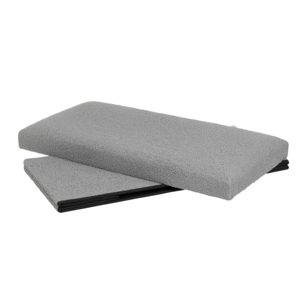 Poggiapiedi grigio con rivestimento in bouclé Folding – Casa Selección-image-2