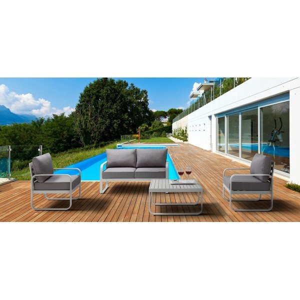 Sedia da giardino in metallo grigio chiaro Ischia - Tomasucci-image-1