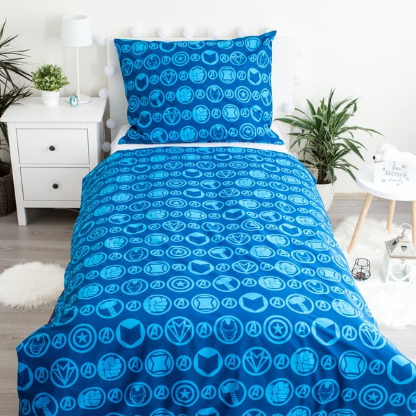 Biancheria da letto singola in cotone per bambini con effetto luminoso 140x200 cm Avengers - Jerry Fabrics-image-2
