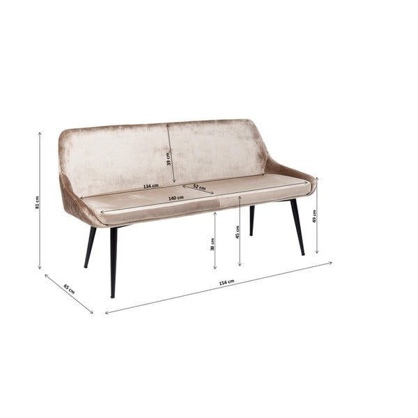 Panchina in velluto beige East Side - Kare Design-image-1