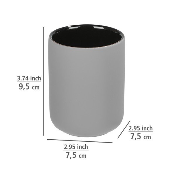 Tazza in ceramica grigia per spazzolini da denti Avellino - Wenko-image-3