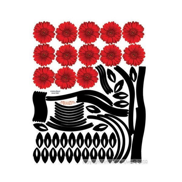 Adesivo Albero di gerbera rossa - Ambiance-image-2