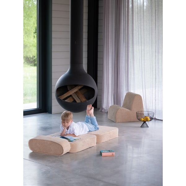 Poltrona per bambini marrone chiaro con rivestimento in velluto a coste Flip – Wigiwama-image-1