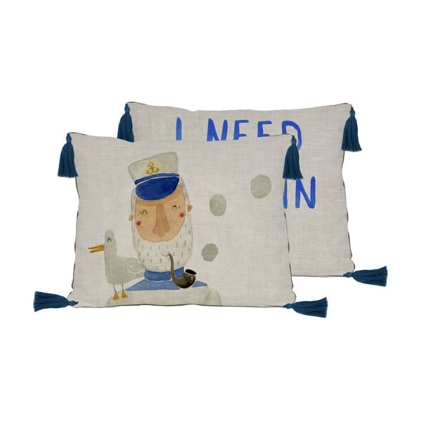Cuscino beige con capitano in misto lino, 50 x 35 cm - Little Nice Things