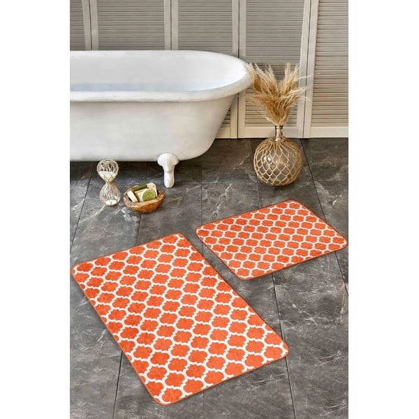 Set di tappetini per il bagno arancioni in velluto 2 pz 60x100 cm – Mila Home-image-3