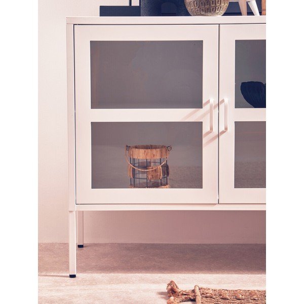 Vetrina bianca in acciaio 140x80x45 cm Acier – Premier Housewares-image-3