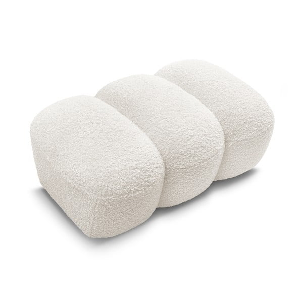 Poggiapiedi bianco con rivestimento in bouclé Hippolyte – Bobochic Paris-image-4