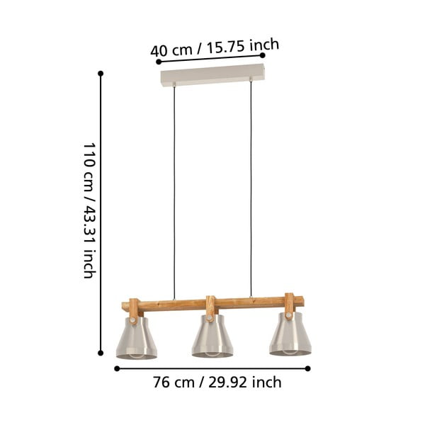 Lampadario argentato/di colore naturale con paralume in metallo CAWTON – EGLO-image-2