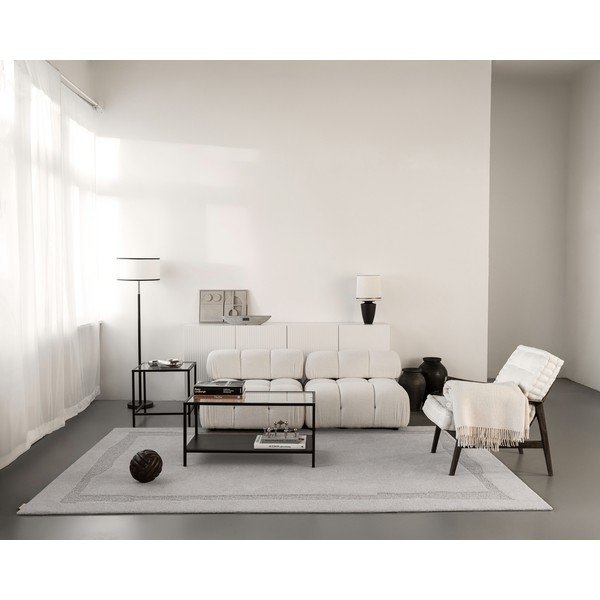 Tappeto in lana grigio chiaro 133x190 cm Morphic Rocca - Agnella-image-4