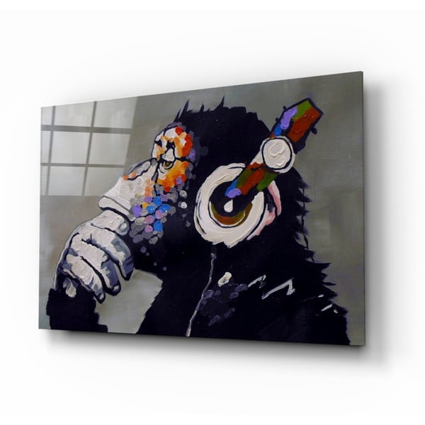 Pittura su vetro , 110 x 70 cm Thinking Monkey - Insigne