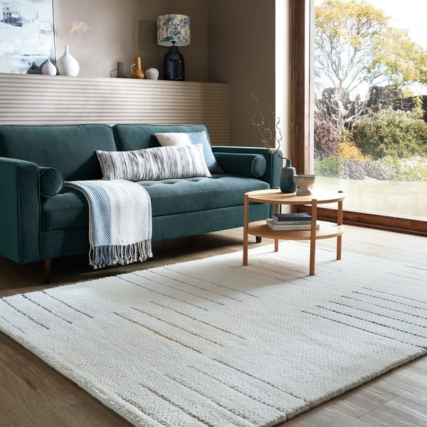 Tappeto in lana tessuto a mano color crema 200x290 cm Dottie Geometric - Flair Rugs-image-1