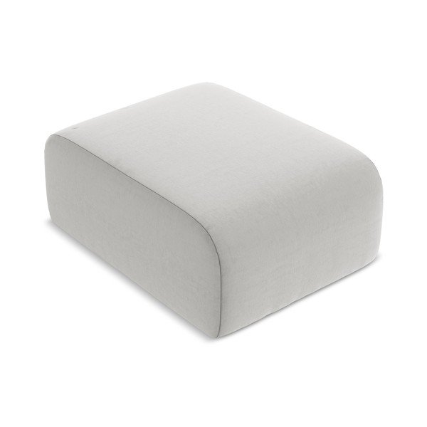 Poggiapiedi grigio chiaro con rivestimento in velluto Lani – Makamii-image-1