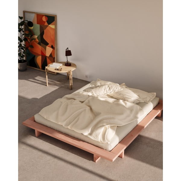 Letto matrimoniale rosa chiaro in legno di pino con griglia 160x200 cm Japan - Karup Design-image-1