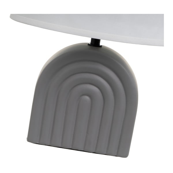 Lampada da tavolo in ceramica bianco-grigia con paralume in tessuto (altezza 31 cm) - Casa Selección-image-3