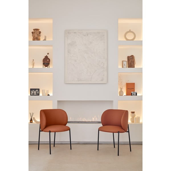 Set di sedie da pranzo arancione in imbottito 2 pz Mogi – Teulat-image-2