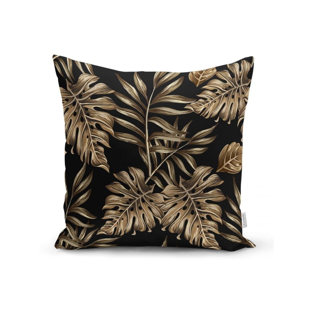 Federa per cuscino Foglie d'oro con BG nero, 45 x 45 cm - Minimalist Cushion Covers | Federe per cuscini da giardino