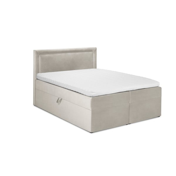 Letto boxspring beige con contenitore 200x200 cm Yucca - Mazzini Beds