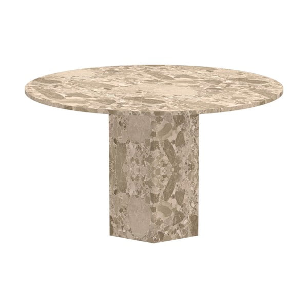 Tavolo da pranzo rotondo in marmo marrone chiaro ø 130 cm Naxos - Actona-image-3