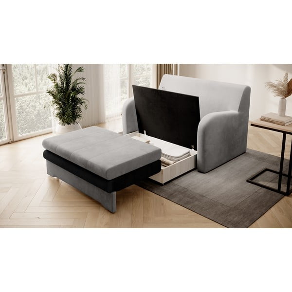 Divano grigio chiaro/color antracite allungabile e rivestimento in velluto 130 cm Ario – ELTAP-image-3