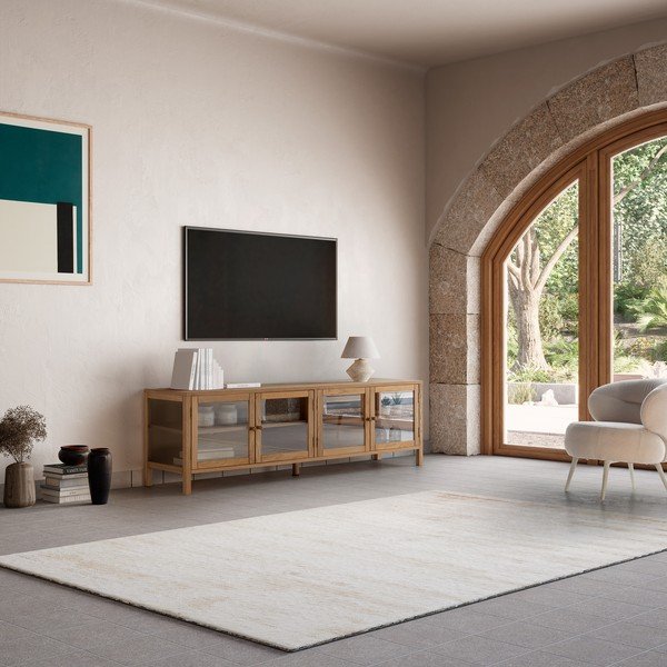 Mobile TV di colore naturale con effetto rovere 160x50x40 cm Ceci – MOME-image-1