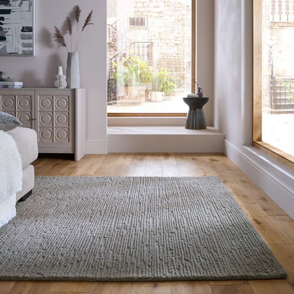 Tappeto grigio in lana tessuto a mano 160x230 cm Harris Boucle – Flair Rugs-image-1