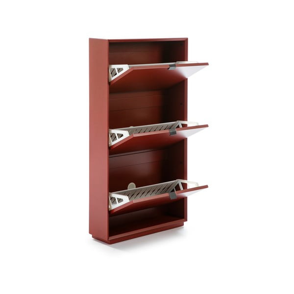 Scarpiera rossa con 3 cassetti Luka - Marckeric-image-2