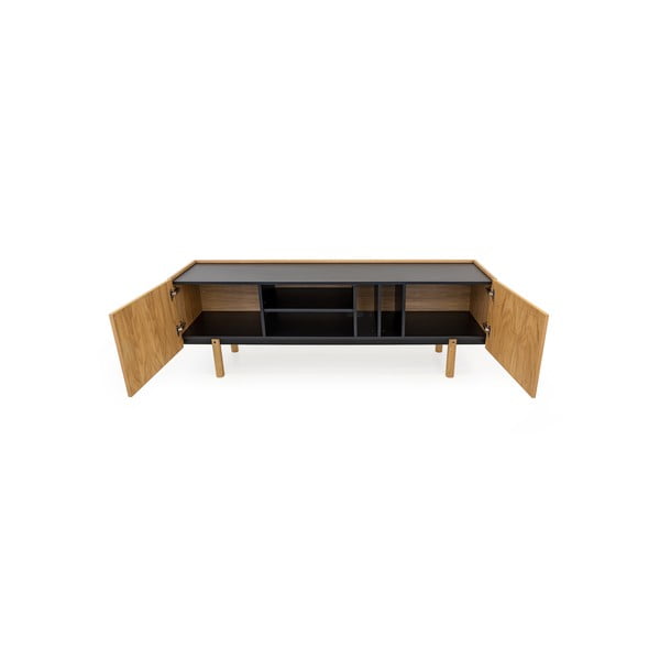 Tavolo TV in rovere nero/naturale 175x60 cm Porto - Woodman-image-4