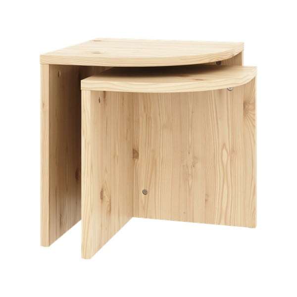 Set di tavolini da salotto di colore naturale in pino massiccio 2 pz Combine – Karup Design-image-4