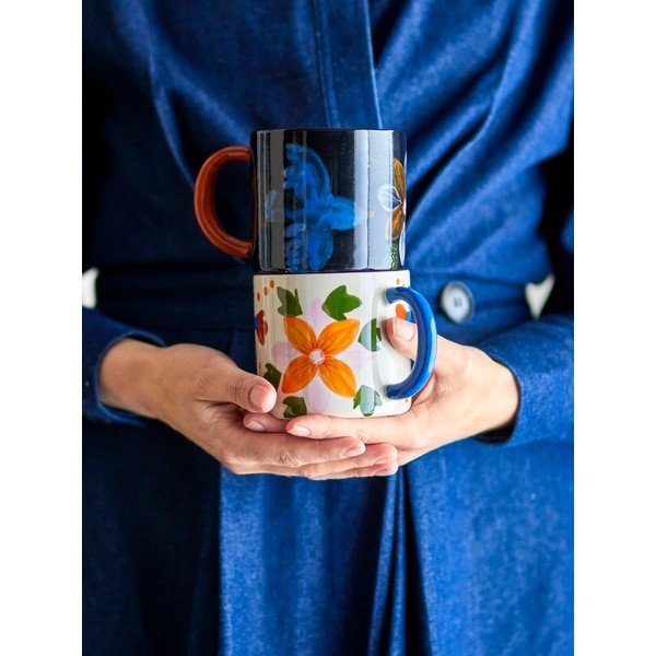 Tazze in set nere/beige in ceramica 2 pz 300 ml Maricala – Bloomingville-image-4