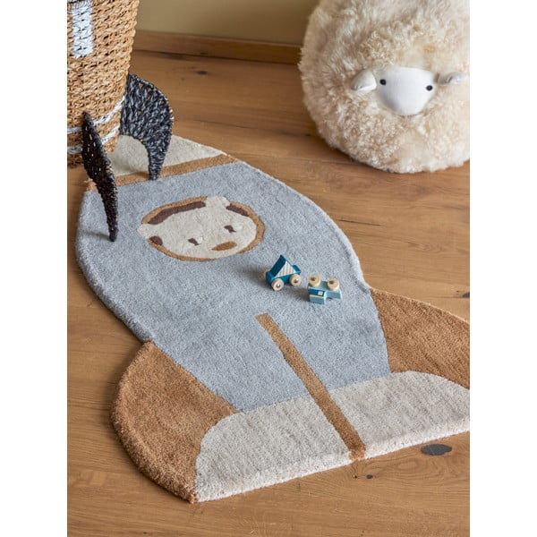 Tappeto di lana blu-marrone per bambini 60x100 cm Space - Bloomingville Mini-image-1
