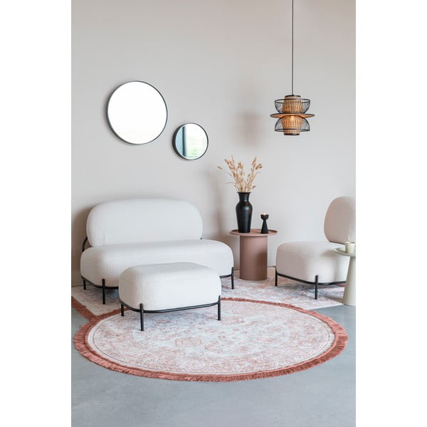 Divano bouclé crema 125 cm Polly - White Label-image-3