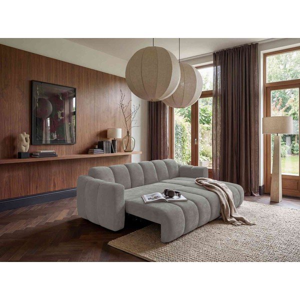Divano angolare grigio allungabile (con penisola a destra) con rivestimento in ciniglia Michell – Miuform-image-3