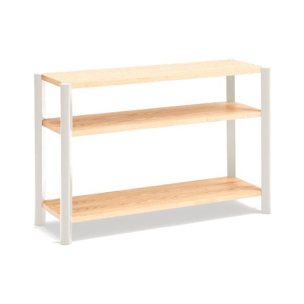 Scaffale color crema/colore naturale chiaro con effetto rovere 126x84x43 cm Bona – Teulat-image-2