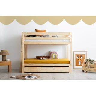 Letto da bambini a castello/estraibile di colore naturale con contenitore con rete inclusa 90x190 cm CLPB – Adeko