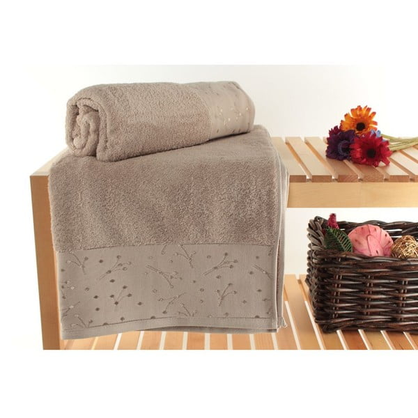 Set di 2 asciugamani marroni Tomur Brown, 90 x 150 cm - Foutastic