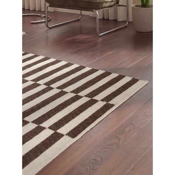 Tappeto bianco/marrone in lana reversibile/tessuto a mano 160x230 cm Vika – Hanse Home-image-3