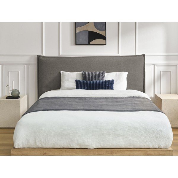 Letto matrimoniale imbottito/in truciolato grigio/grigio tortora imbottito con contenitore con rete inclusa 180x200 cm Charlie – Bobochic Paris-image-3