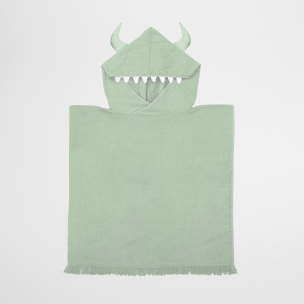 Asciugamano per neonato in cotone verde con cappuccio 62x63 cm Monster - Sunnylife
