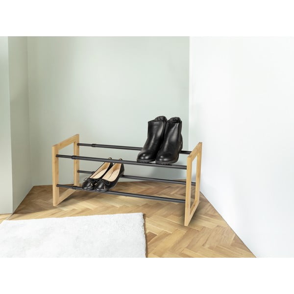 Scarpiera telescopica in metallo in colore nero-naturale Ecori - Wenko-image-1