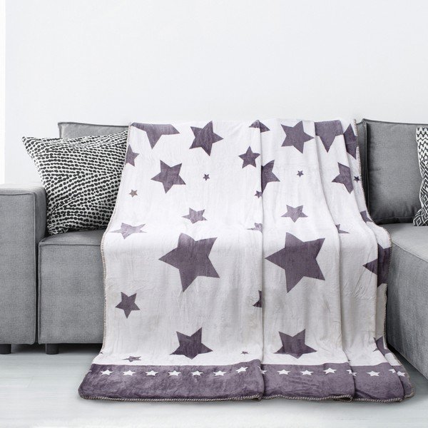 Bílo-šedá deka z mikroperkálu AmeliaHome Starlight, 70 x 150 cm-image-2