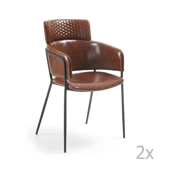 Sada 2 hnědých jídelních židlí La Forma Rhett