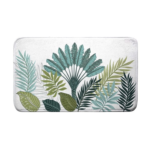 Tappetino per il bagno bianco/verde 45x75 cm Panazio – douceur d'intérieur