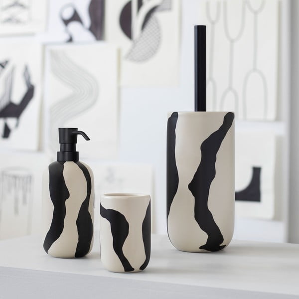 Tazza in ceramica bianca e nera per spazzolini da denti Icon - Mette Ditmer Denmark-image-1