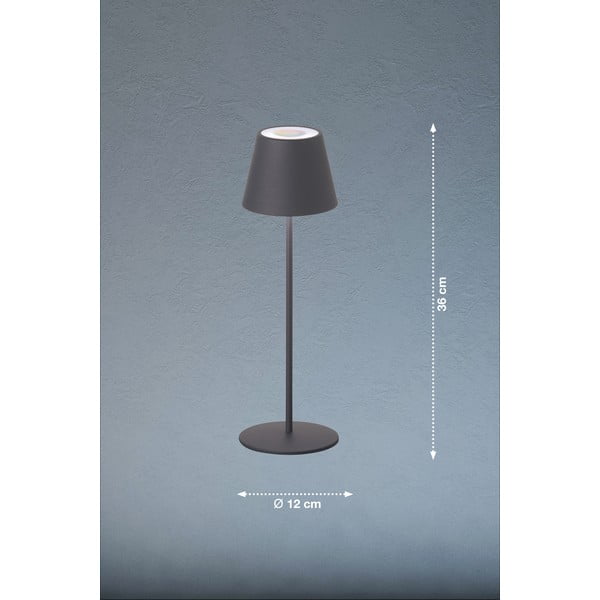 Lampada da tavolo dimmerabile a LED grigia con sensore di movimento e paralume in metallo (altezza 38 cm) Consenza - Fischer & Honsel-image-2